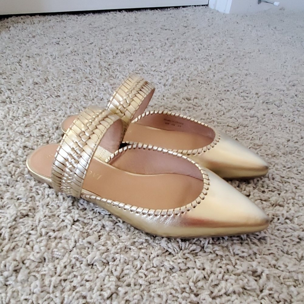 Gold Jack Rogers Pointed Toe Flats